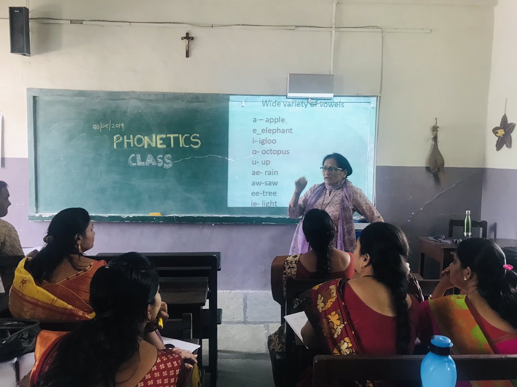 Holy cross convent High school, Akola ....  Our Hon. HM Sr. Nita Fernandes organised phonetics class for teachers in May ....to improve the English language... Trained by Hon.Sr Elvira