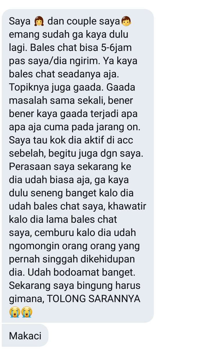 WeGotLoves_CA's tweet image. O2. Cerita kedua datang dari seorang puan. Ayo beri saran untuk yang seperti ini?