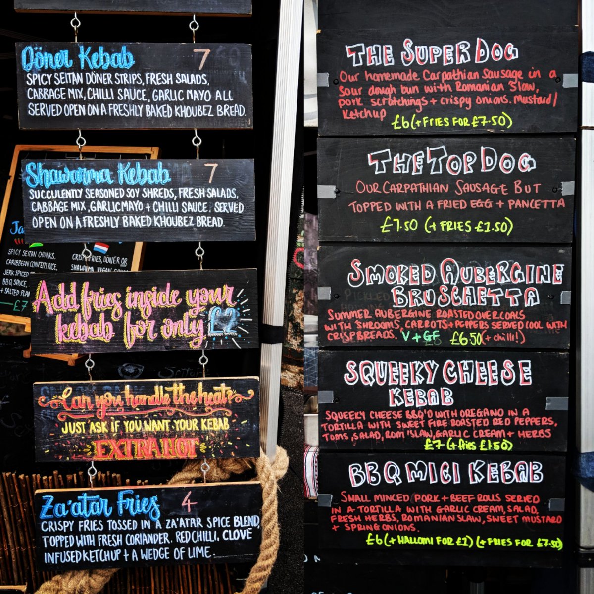 Today's savory <a href="/GRUBMCR/">GRUB</a> menus, the triumphant return of <a href="/macdaddiesmcr/">Mac Daddies</a>, along with BBQ from @OhMyGlaze, Japanese savoury crêpes from <a href="/osakalocal/">OSAKA LOCAL 大阪ローカル</a>, vegan kebabs from <a href="/seitanskebab/">Seitan's Kebab</a>, and Romanian sarnies from @CatalinasNCL