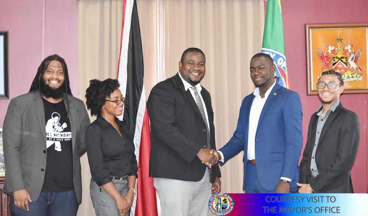 POS_Corp's tweet photo. The Commonwealth Student Association paid a courtesy visit to the Deputy Mayor of Port-of-Spain, Councillor @HiHillan, on June 13th 2019, in light of his extensive record in student leadership.
#CSA #StudentLeadership #PortOfSpain #POSCorp https://t.co/qs6oLPERAB