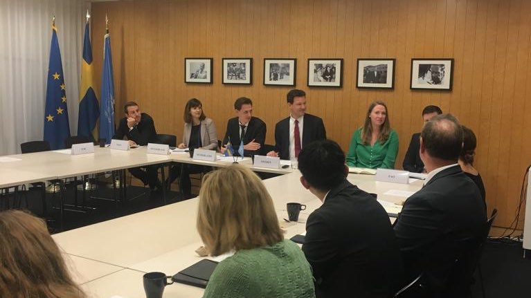 SwedenUN's tweet photo. .@SwedenUN & @NLatUN host follow-up meeting on implementation of landmark #UNSC resolution 2417 on Conflict & Hunger. Progress has been made but much more remains to be done in the #UNSC & beyond. https://t.co/vbxXmzvUlK