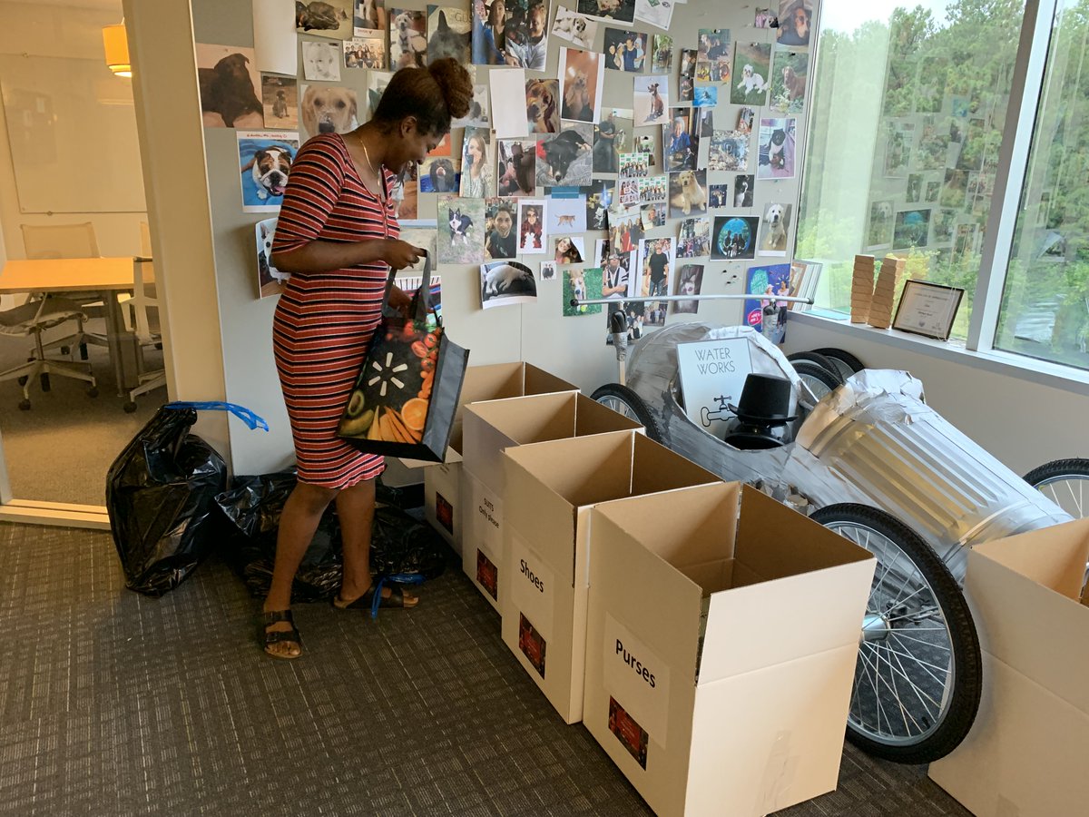 CleanAgencyInc's tweet photo. The #office donation boxes are full and so are our hearts. Grateful to all employees who supported our @DressforSuccess #donation drive to support the professional growth of #Triangle women. #CleanCares #CleanHQ https://t.co/gffZCmiawN