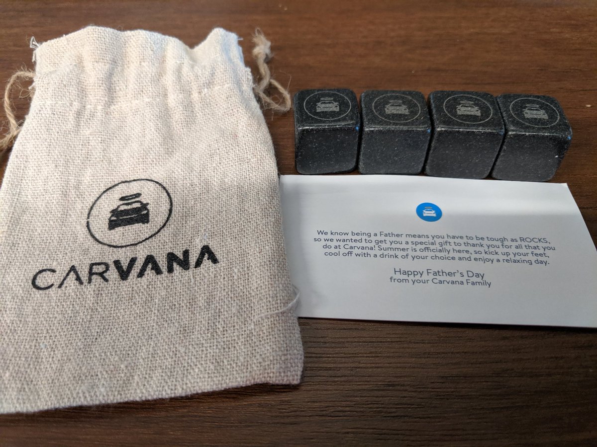 TheOneOnDruryLn's tweet photo. Got some awesome @Carvana branded whiskey stones as a Father's Day present!  I love working here. ♥️♥️

#GoCarvana https://t.co/K9rw0Jcihm