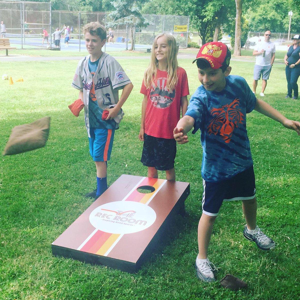 RecRoomPDX's tweet photo. Cornhole &amp; Mega Jenga were the big hits at the Raleigh Park Elementary School 5th grade party.  Game on!

#recreationforall #goodsports #pdxevents https://t.co/YwCjZFdbSh