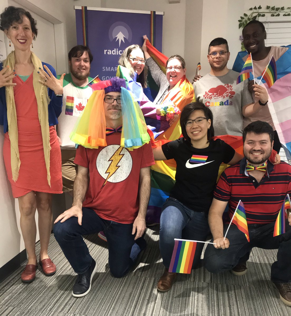 radicalio's tweet photo. Today we #celebratepride for our Friday team theme. We're #grateful for working with a team where we all feel safe to be ourselves. #belonging #RadLife 🌈 https://t.co/43yGl6esmB
