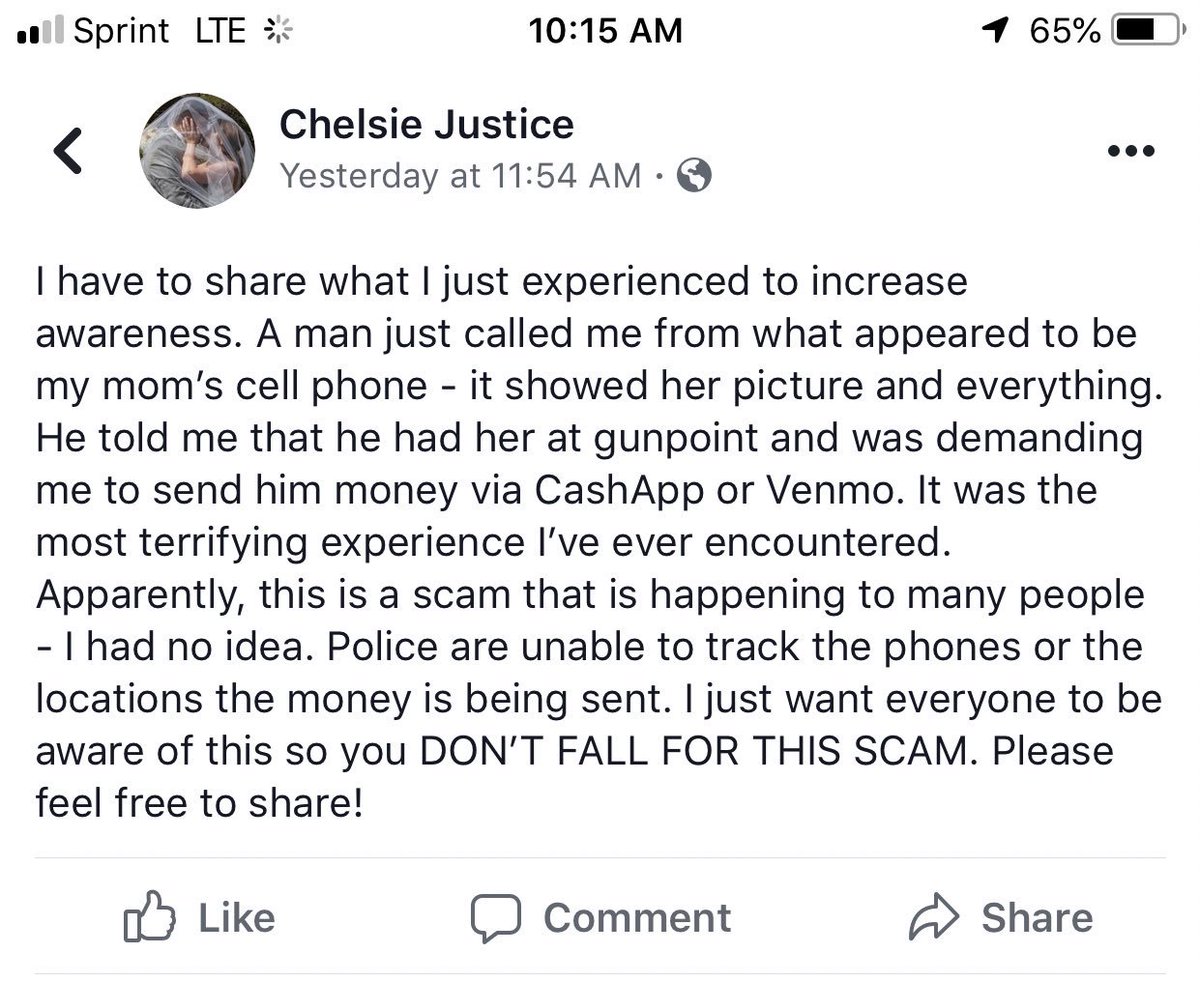 Hey this super scary phone call happened to my cousin so just spreading the word in case it happens to someone else and they don’t know!!