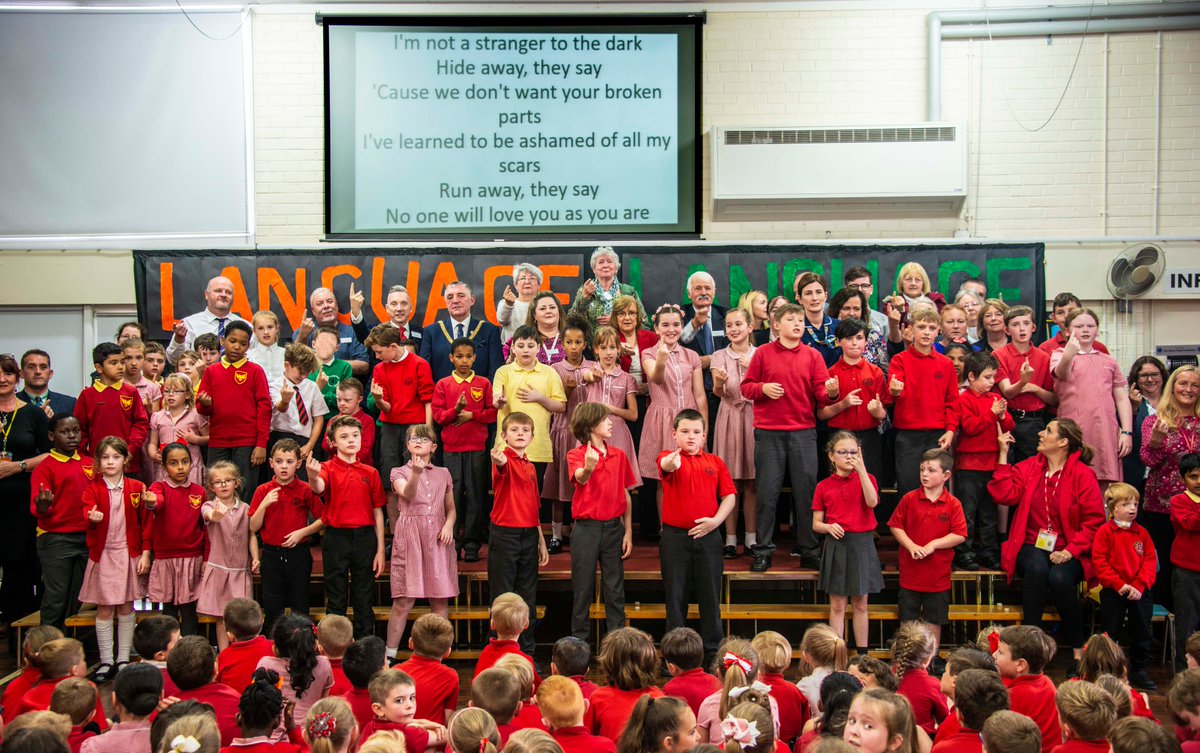 AshKnotty's tweet photo. It didn't take much persuasion to get our visitors up and signing along "This is me!" @EducateMag @NDCS_UK @DeafAwareUK #inclusion #drb #deafawareness https://t.co/Zkyc0ccpp4
