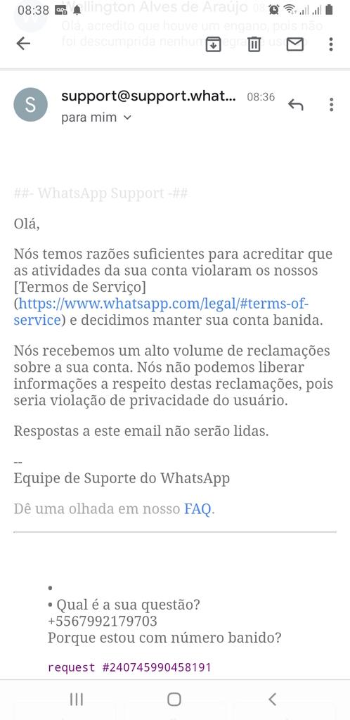 Welling87450000's tweet photo. Whatsapp está banindo centenas de contas sem uma explicação plausível, baniram mais de 300 contas de um grupo. Alegando denúncias. https://t.co/NTLItmQ70v