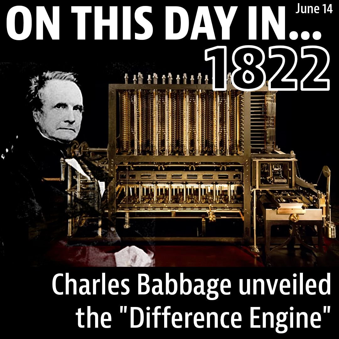 DigitalVasari's tweet photo. #OnThisDay in 1822 Charles Babbage unveiled his design for the machine he called the "Difference Engine", the first example of a mechanical computing machine. The British government funded the Difference Engine, which Babbage never actually completed

 #tdih #digitalart https://t.co/5sRti9t9RL