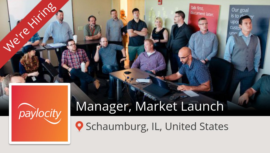 JB_PCTYTalent's tweet photo. #Paylocity is hiring a #Manager, #Market Launch in #Schaumburg, apply now! #job https://t.co/stSpvHKQLZ https://t.co/FvjknV4VeF