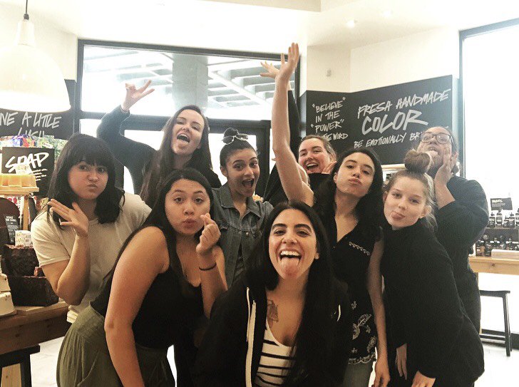 LushNanuet's tweet photo. Yesterday was Jess' last day!!😭❤️She has been our manager for years, hired and trained each of us, and shared countless memories with all of us. We *literally* learned all we know from her. Thanks for being the leader of our little lush fam for so long, Jess. See you at @LushGSP https://t.co/P9xomJQaiK