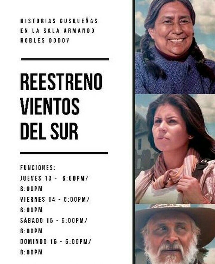 cinema_peruano's tweet photo. - Hoy, #CinePeruano para todos:
1. #InésNoCorreSola en #PruebaDeFondo, ¡corramos juntos!
2. #LosHelechos sigue en Alcázar (6:05 pm).
3.#Retablo ya se exhibe en #Puno, ¡separen butaca!
4.#VientosDelSur se reestrena en @DAFO_peru.
5.Revive los 90s con #GenHi8, se exhibe Cinestesia. https://t.co/nttRVN518V