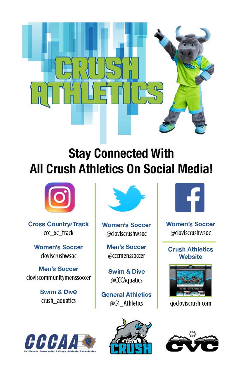 Happy Friday! Check out our new athletics fun photo frame! Follow our #GoCrush athletics on social media and at gocloviscrush.com
@SCCCD @C4_Athletics @cloviscrushwsoc @cccmenssoccer @CCCaquatics @ClovisRoundup