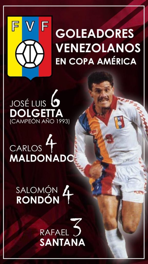 Goleadores de <a href="/selevinotinto/">La Vinotinto</a> en Copa América. 

Dolgetta obtuvo Bota de oro en la Copa America de Ecuador 1993 con 4 tantos. 🇻🇪⚽️