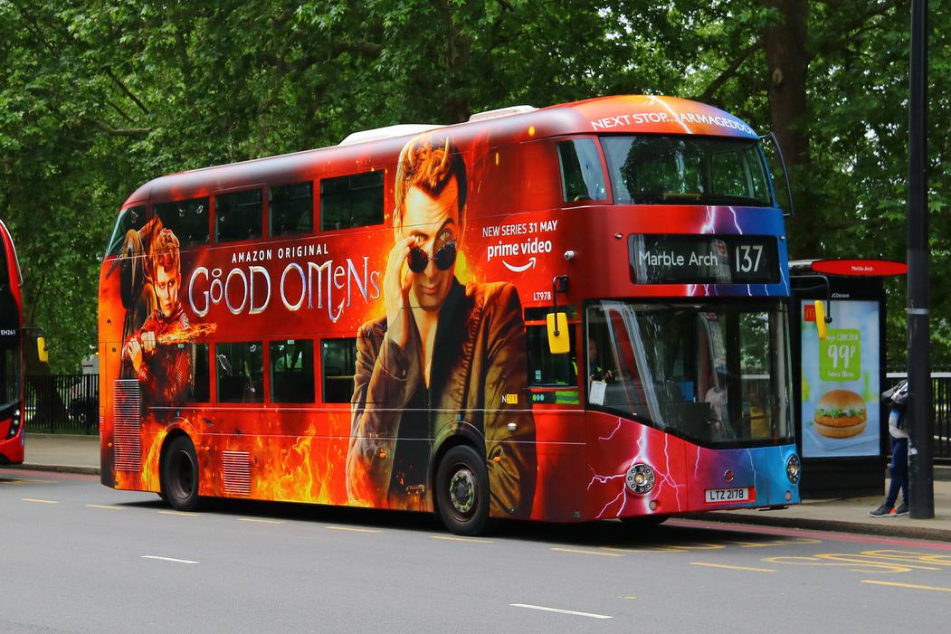 Really enjoyed working with <a href="/primevideouk/">Prime Video UK & IE</a> on #GoodOmens including producing Waterloo, Euston, Manchester and Liverpool Railway takeovers, Metro's most successful coverwrap to date, and an Apocalyptic bus wrap  :)