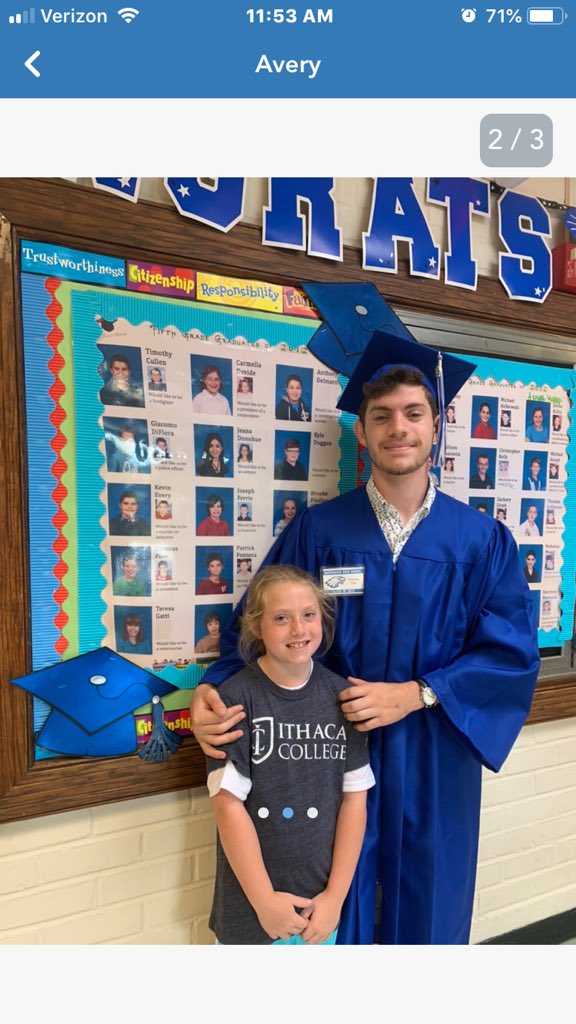 PamFine7's tweet photo. My baby walked through his elementary school for the final time and had his little sister there to cheer him on! Thank you to all of the teachers and staff members who helped him along the way! #BitterSweet #ThisIsGettingReal https://t.co/DIpVy7EXsd