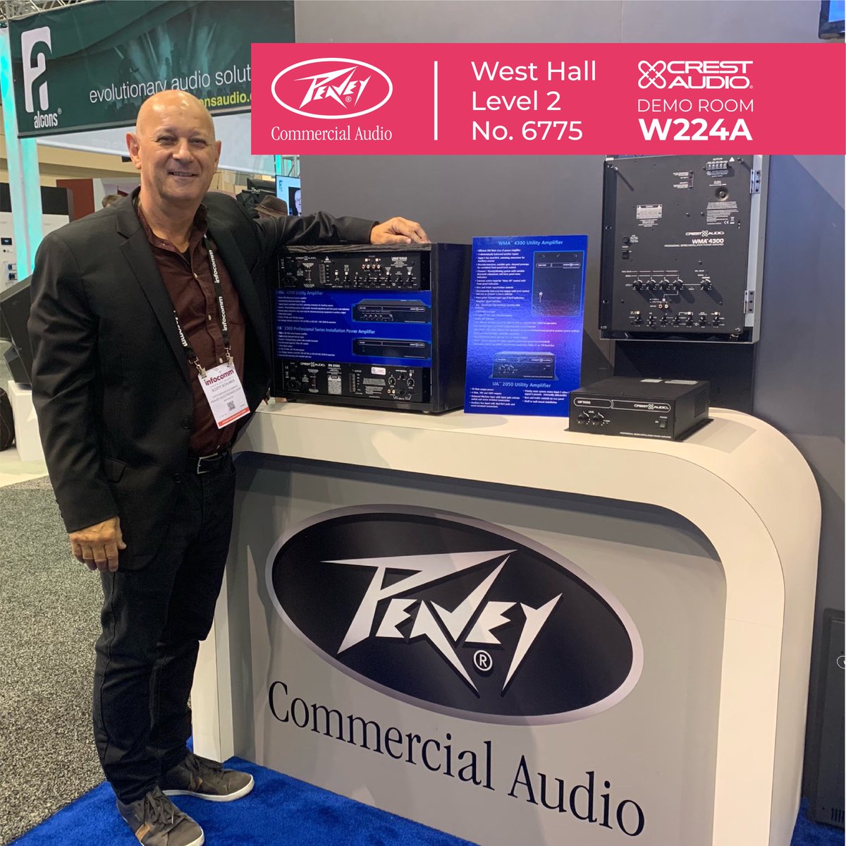 PeaveyCommAudio's tweet photo. It's the last day of #InfoComm2019.
The Crest Audio utility amplifiers are now shipping!
#CrestAudio #PeaveyAtInfoComm2019 https://t.co/11yN0OsMqX