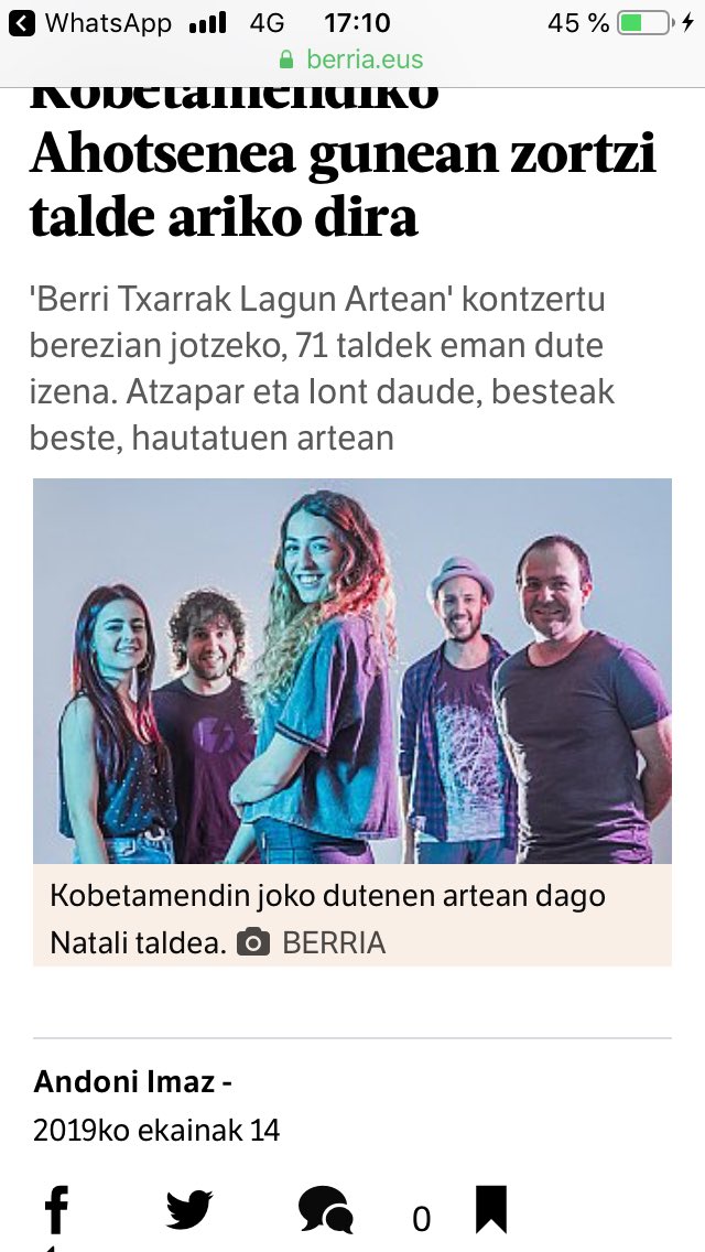 Uste nuen argazki hauen egilea ni nintzela baina hau ikusita ez dakit  <a href="/naiz_info/">naiz:</a> k eginak ala <a href="/berria/">Berria.eus</a> k eginak diren. Horrelakoetan argazkilari autonomo baino, argazkilari autoMono sentitzen naiz.