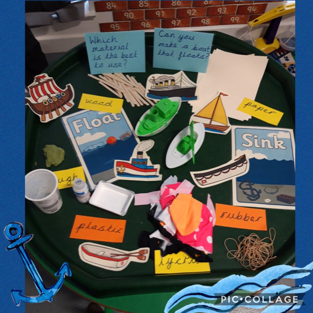HayhurstJade's tweet photo. Pirate Ted needed our help to make him a boat that floats. The children had previously tested materials so they had a good idea of what to use. They designed their boats first and then got busy making. They made some super boats, all of which floated. Well done! @PrestoleeScitt https://t.co/jGapXNFIEo