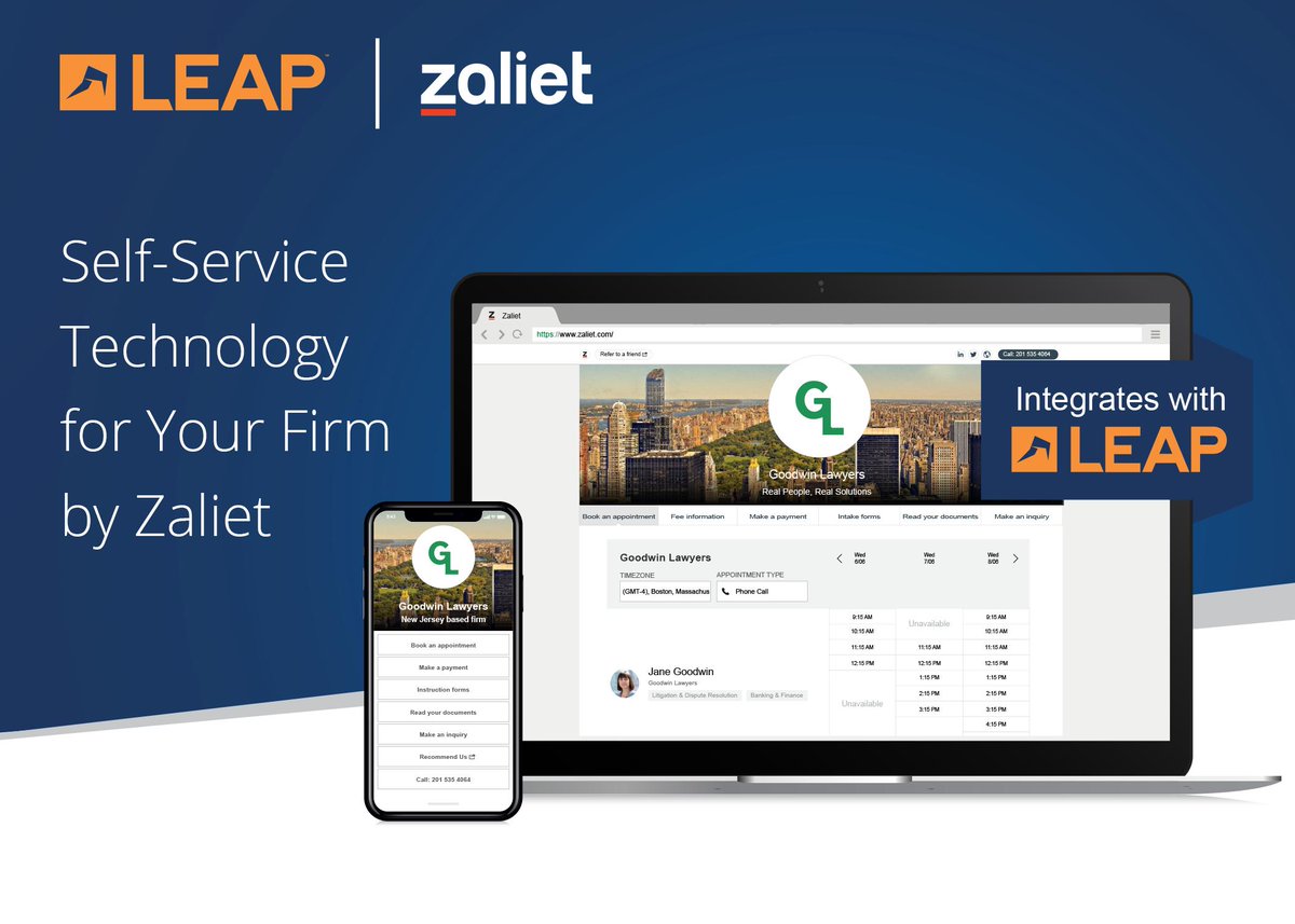 LEAP4Lawyers's tweet photo. The Zaliet Service Portal, a value add-on product, integrates with LEAP to help automate costly non-billable tasks. Discover the self-service technology for your firm: https://t.co/HlFrLrzzqb #ValueAddon #Zaliet #LEAP https://t.co/cOhpPVUVU6