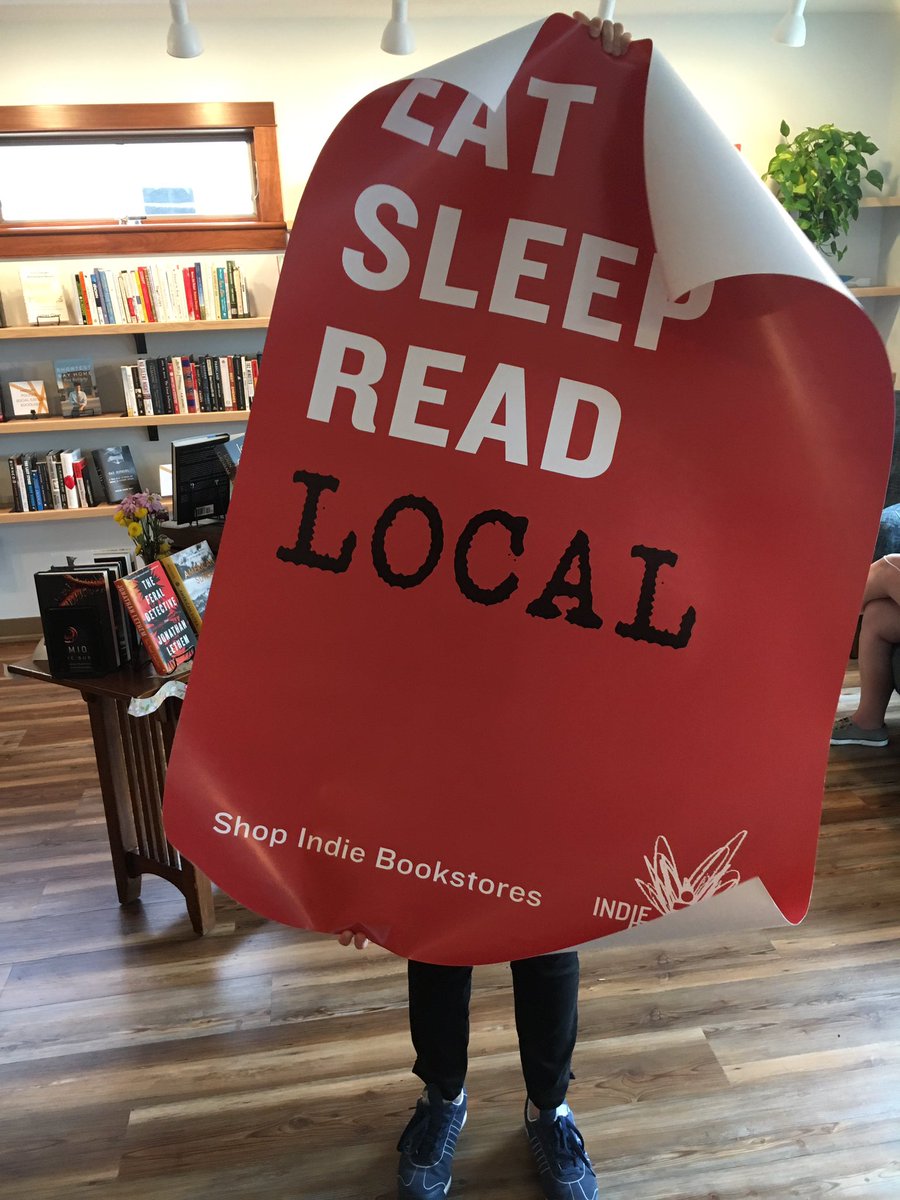 Just in case you need a BIG reminder  to support local bookstores (Katie’s feet pictured for scale). Thanks @ABAbook for the new poster! #readlocal #supportindies #localbookstores #indiebooksellers