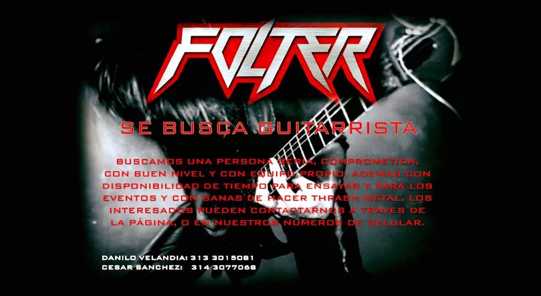 Se abre conovocatoria para ser el guitarrista de nuestra banda, persona seria, con actitud, compromiso, responsable y muy bueno desempeñandose en la guitarra, con equipo propio.