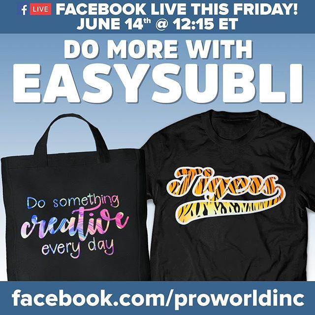 proworldinc's tweet image. WE ARE LIVE!  Join us on Facebook!! #easysubli #sublimation #siser bit.ly/2KQJm59