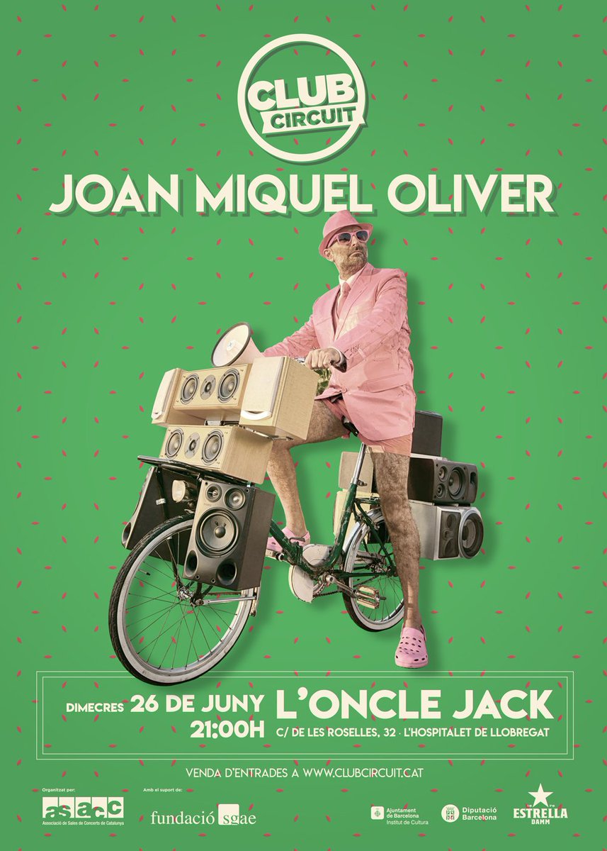 JoanmiOliver's tweet image. El proper dimecres 26 de juny toco al L' @onclejack2  ..... només jo i guitarra. 
Aforament molt limitat. 
Entrades a: bit.ly/2KaKLnq
#josol 
#CLUBcircuit
