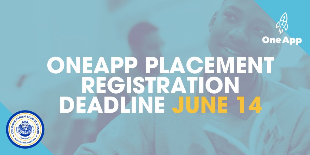 NOLAPSchools's tweet photo. Don’t miss your spot! TODAY is the last day for families to register their child at their assigned placement school! @OneApp_NOLA 

Contact your placement school for more info! #NOLAed https://t.co/T3Fxpu68Yz