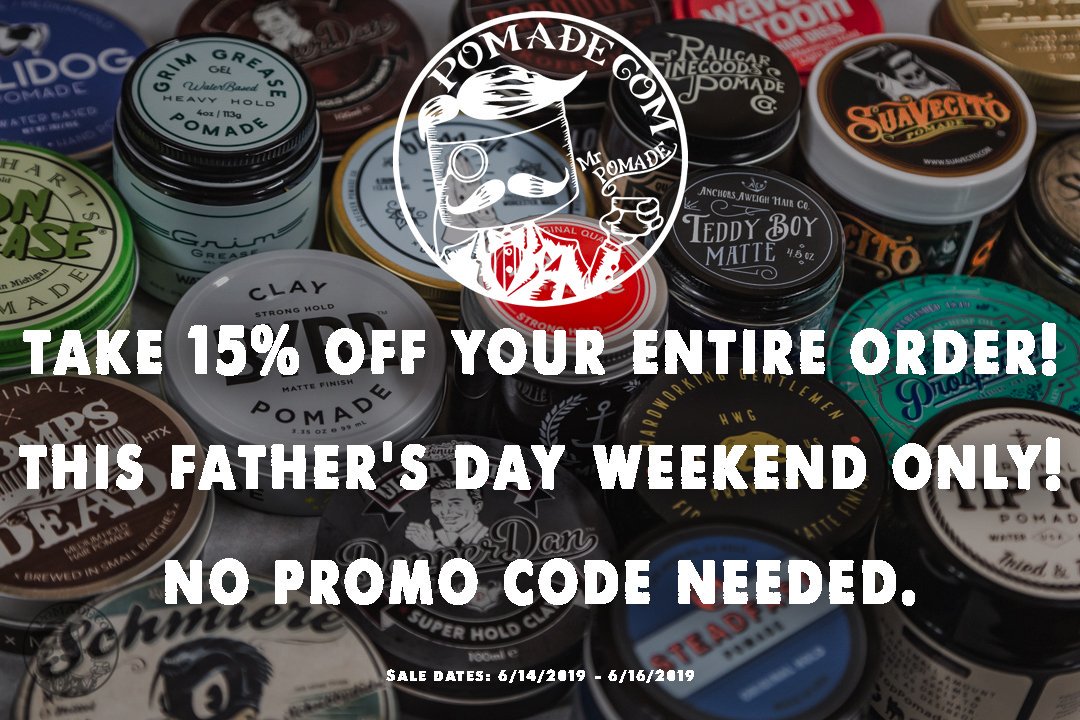 Try the new pomade you've been eyeing. No promo code required, just go online and shop away. #mrpomade #pomade #fathersday #sale #weekend #promo