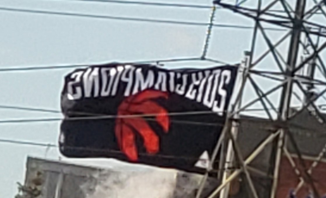 Impressive <a href="/Molson_Canadian/">Molson Canadian</a> flying <a href="/raptors/">Toronto Raptors</a> flag already along the Hwy 401! #WeTheNorth !