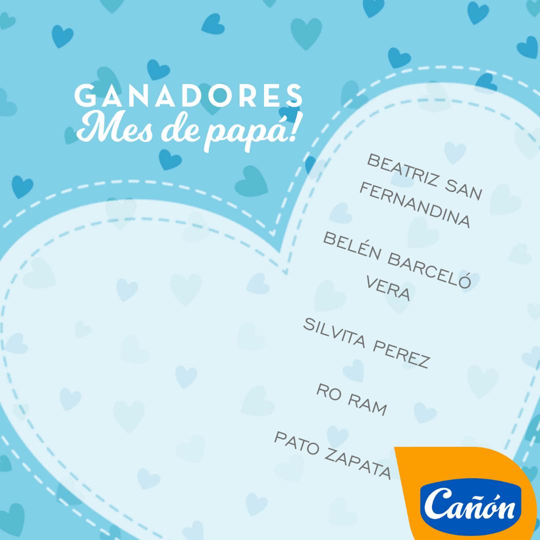 AlimentosCanion's tweet photo. Felicitaciones a los ganadores del #sorteocañon de junio. ¡Todos ellos se llevan una caja de productos para compartir en familia! #díadelpadre https://t.co/yl3VyTvQDU