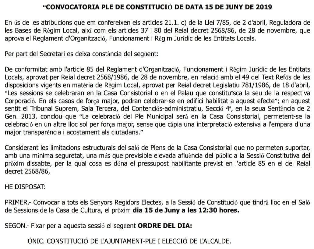 i_sumem's tweet photo. 📢 Comença la nova legislatura 2019-2013

Amigues i amics, demà tindrà lloc la constitució de la nova corporació municipal.

Les nostres companyes Lusa, Rubén i Eva, estan preparades per a prometre el seu nou càrrec i començar a treballar per la ciutadania. Us esperem!✌️💪 https://t.co/oIRpbywM53