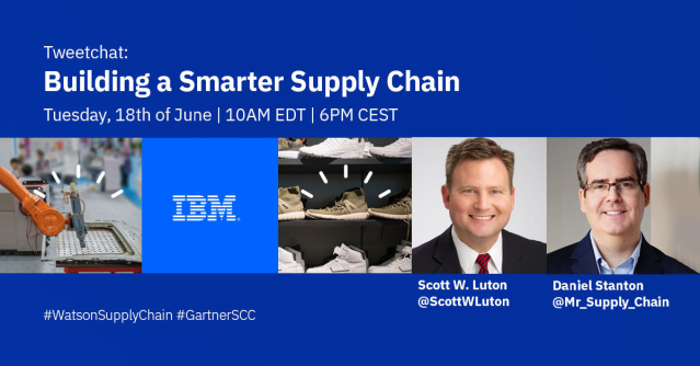 Join a special tweetchat with #supplychain thought-leaders <a href="/ScottWLuton/">Scott W. Luton</a> from @SCNRadio and Daniel Stanton aka <a href="/Mr_Supply_Chain/">Daniel Stanton... Mr. Supply Chain ®</a>. #GartnerSCC #WatsonSupplyChain bit.ly/2XiM7m6