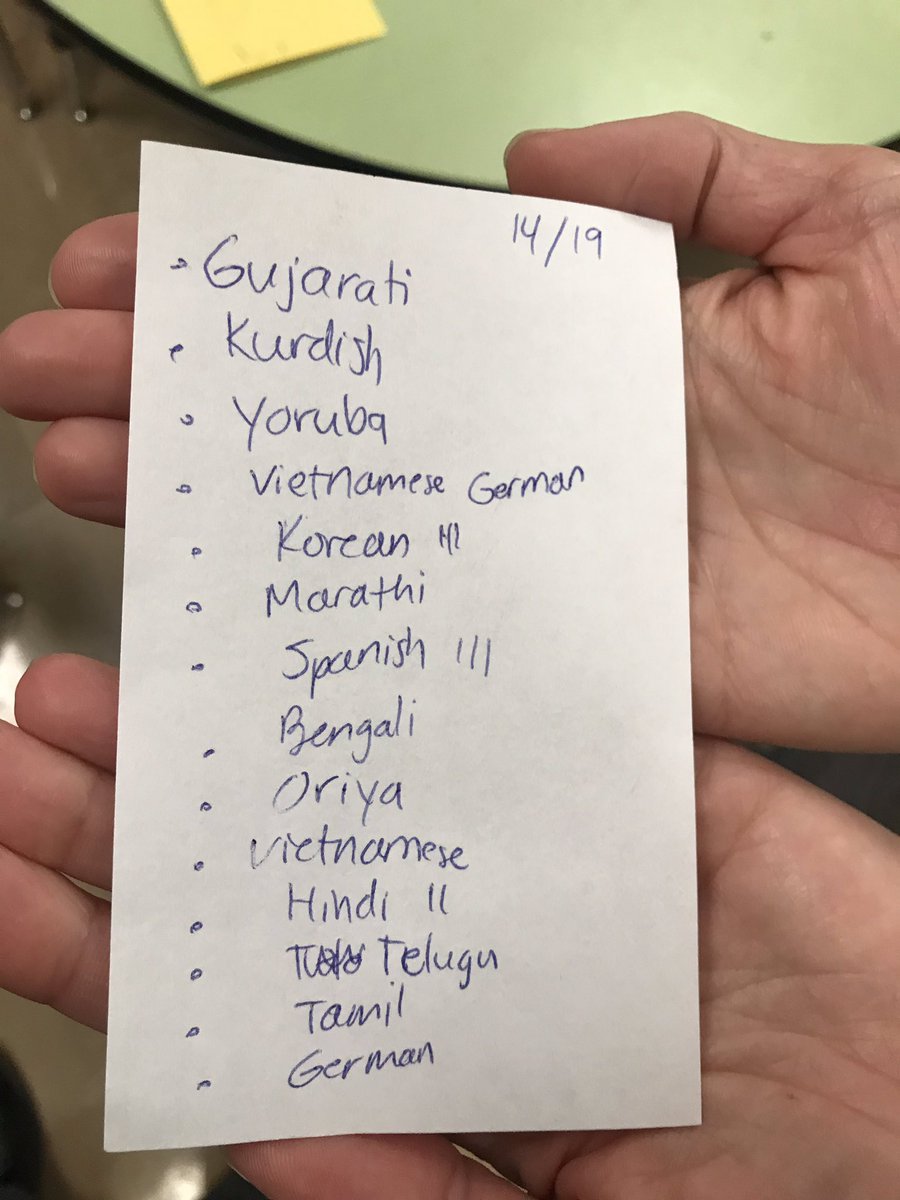 David Kauffman (@david_kauffman) on Twitter photo Some of the many languages spoken by pre-k & pre-1st students at <a href="/AISDMultilingue/">AISD Multilingual Ed</a> Summer School. Several proudly announced, “I speak ____ AND English.” Two said, “I speak ____, ____ and English.” Bilingualism is a superpower! Some of the many languages spoken by pre-k & pre-1st students at <a href="/AISDMultilingue/">AISD Multilingual Ed</a> Summer School. Several proudly announced, “I speak ____ AND English.” Two said, “I speak ____, ____ and English.” Bilingualism is a superpower!