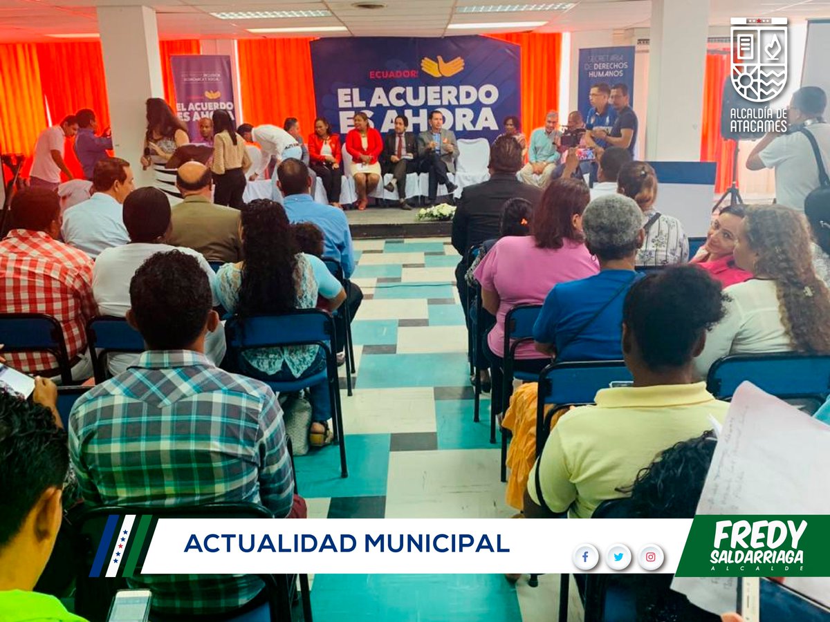 GadAtacames2019's tweet photo. La mañana de este viernes el alcalde de Atacames @FredySaldarriaga, fue invitado por el @MIES_Zona1 a formar parte de la mesa de trabajo sobre el eje "POR UNA VIDA LIBRE DE VIOLENCIA". En el marco del acuerdo Nacional 2030. Actividad que impulsa en conjunto con Secretaría de DH https://t.co/GdFLBEuqd4