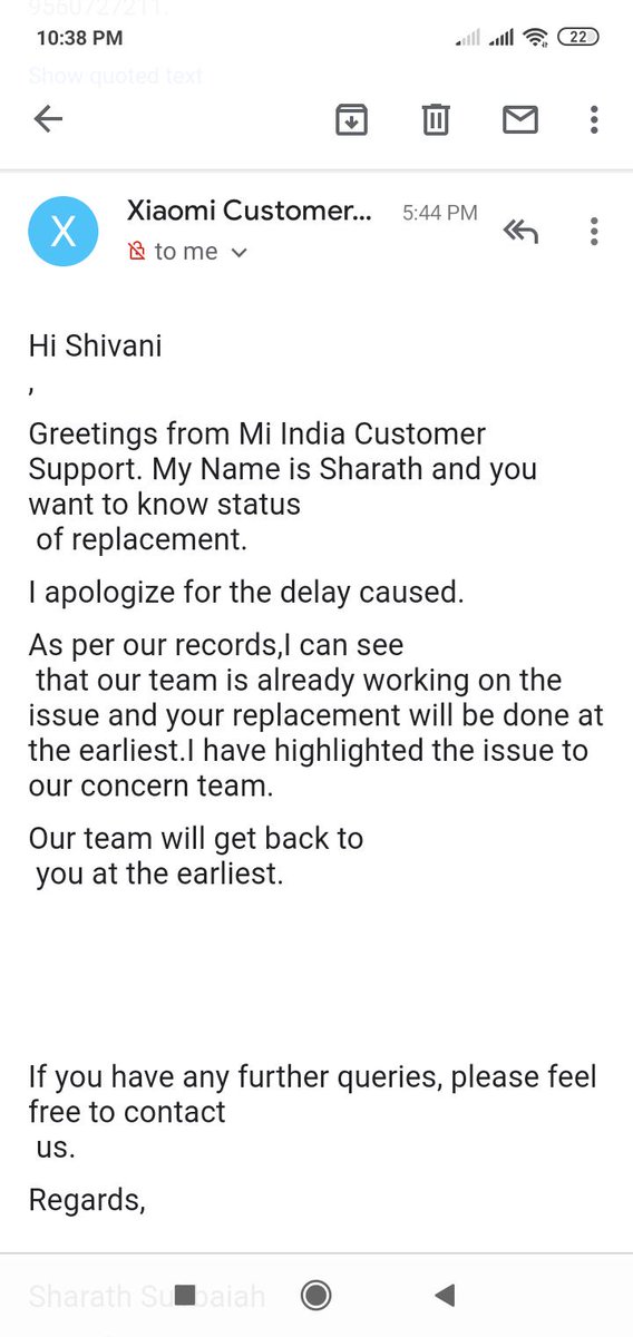 shivanijha94's tweet photo. It's unfortunate to see the #casual and #irresponsivecustomersupport from @XiaomiIndia. I received a #faultyhandset with #speakersnotworking.Receiving consistent aplogetic emails with no actionnon replacement status.  @manukumarjain #solveforcustomer #patheticcustomercare #help https://t.co/v1ZtGWRDFE
