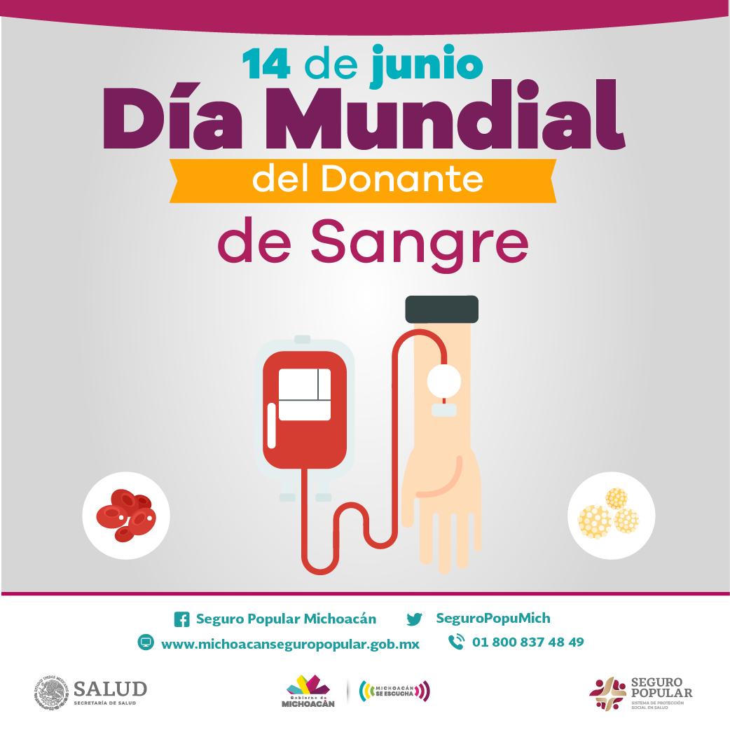 SeguroPopuMich's tweet photo. Como cada año, el Día Mundial del Donante de Sangre se celebrará en todo el mundo el 14 de junio. Este evento sirve para dar las gracias a los donantes voluntarios no remunerados por un regalo que permite salvar vidas.
#SeguroPopularSeTransforma #MichoacánSeEscucha https://t.co/PLMhFo5hGE