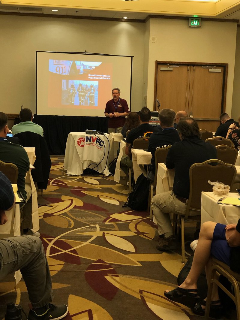 NVFC's tweet photo. First sessions of the #NVFCSummit. David Bullard speaking on the Passion of Training, and John D'Alessandro talking about Recruiting Your Replacement. https://t.co/UKi6fj1Aqw