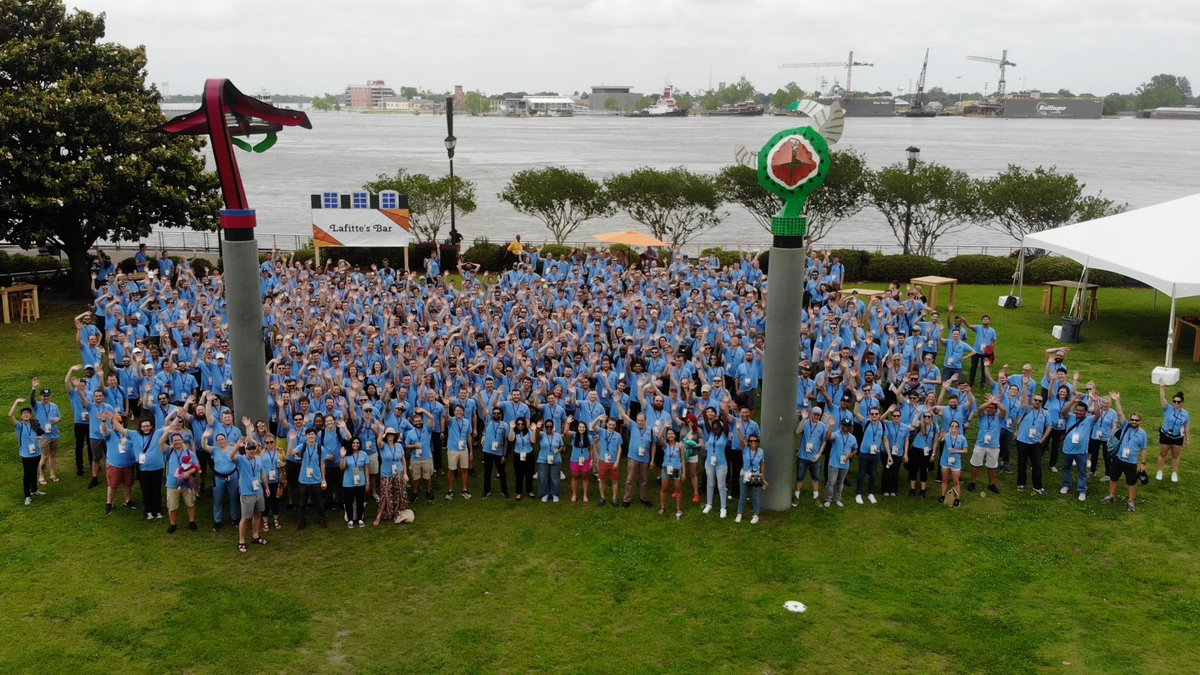 gtsiolis's tweet image. This is me standing on the grass next to some of the most brilliant engineers and designers that I know and collaborate with for the past year and a half.
---
I met dozens of them at the #GitLabContribute last month and cannot express how much I enjoyed meeting them in person! 🏀