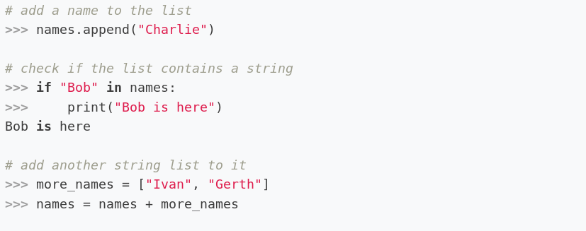 PyPrinciples's tweet image. Post for #Python #beginners: How to work with lists of strings.  pythonprinciples.com/blog/lists-of-…
