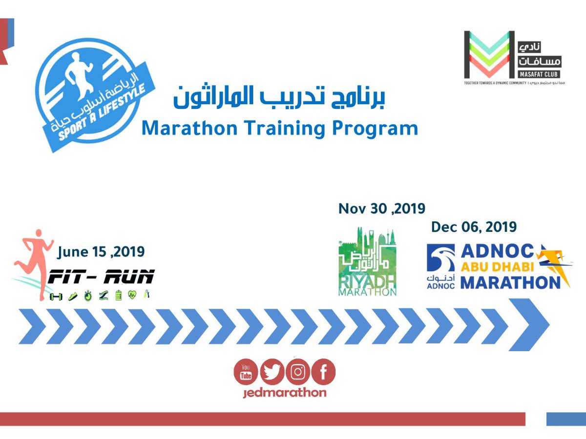 JedMarathon's tweet photo. غدا نبدأ مع الحالمين رحلة جديدة .. 
الماراثون او نصف الماراثون او اقل من ذلك .. مبتدئ وتبغى تكون معانا في نصف ماراثون الرياض ؟؟ او ماراثون ابو ظبي ؟؟ 
قابلنا بكرة في ممشى الواجهة البحرية 
الإقلاع حيكون ٧:١٥ مساء لا تتاخر علينا ... 
فين ؟؟ في مكاننا المعتاد حارة مسافات في الكورنيش https://t.co/VcWmIr5bGF
