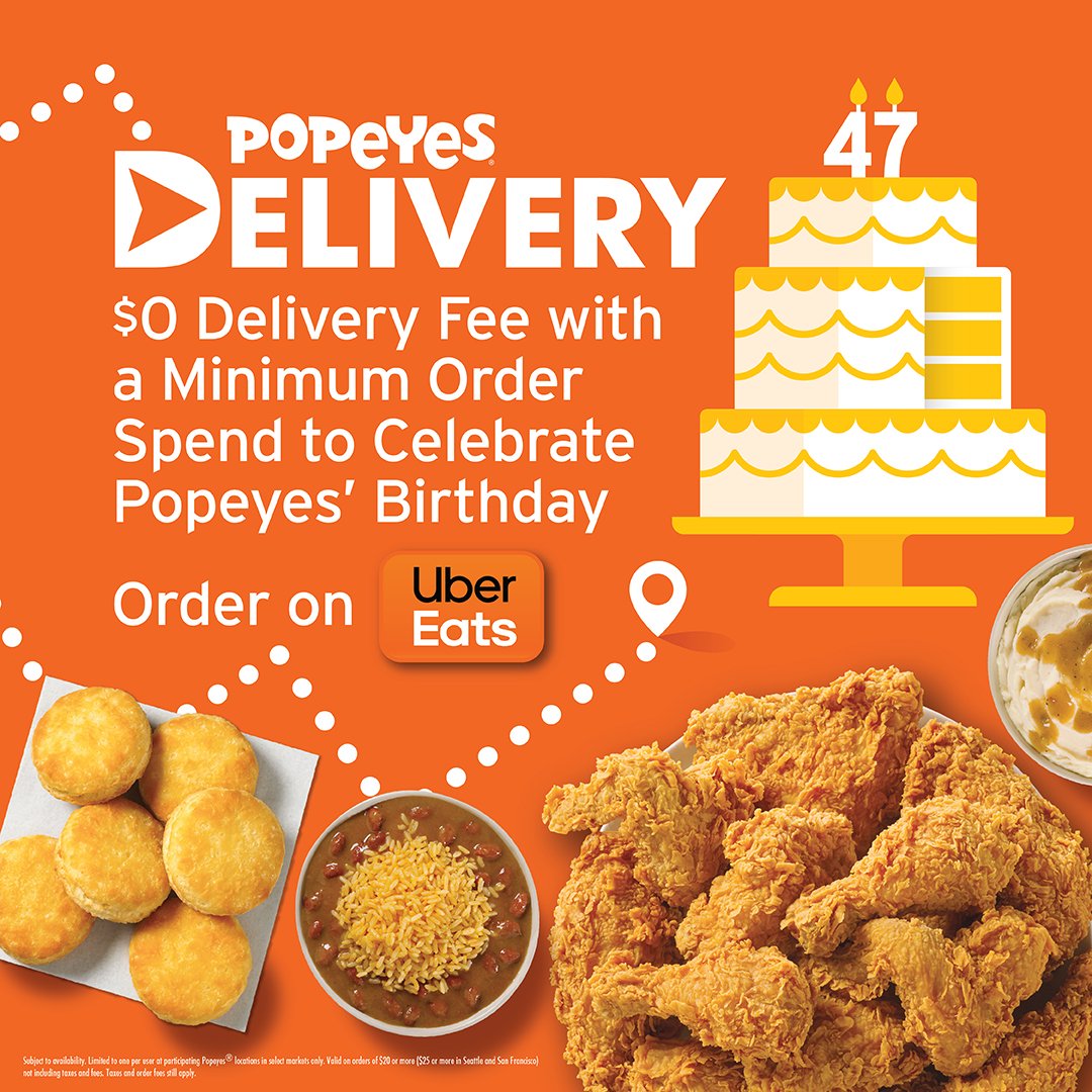 Popeyes On Twitter Don T Forget You Can Still Get 0 Delivery On Uber Eats L...