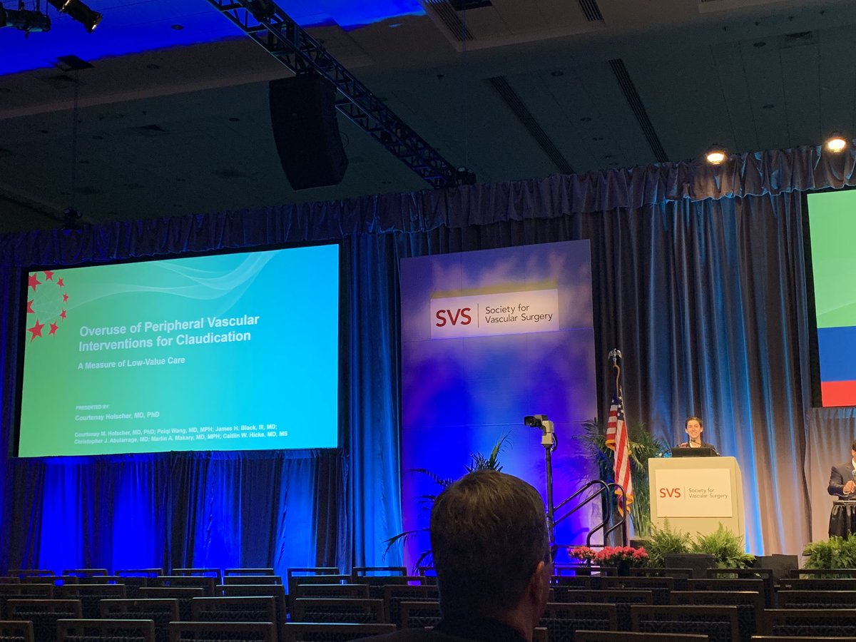 Fantastic talk on an important topic by <a href="/cmholscher/">Courtenay Holscher</a>. Early PVI rates for a new diagnosis of claudication are higher among physicians who practice in OBL or ASC. How high is too high? Time for targeted outlier per romance reports?!? <a href="/hopkinssurgery/">Hopkins Surgery</a> <a href="/HopkinsMedNews/">Hopkins Med News</a> #VAM2019