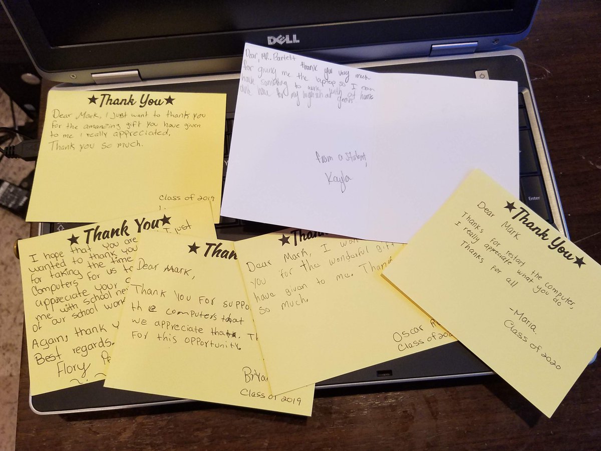 mabartle's tweet image. Some fantastic Thank you notes from students at Westfields High school! Spread the word, if you need a computer give me a shout! #computerequipmentforkids.org