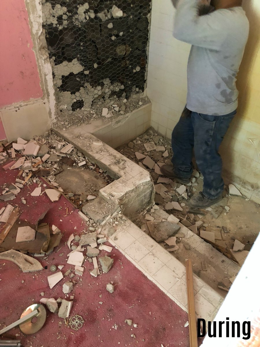 RemodelingA's tweet photo. A new project has begun! Take a look at the before and during pictures of this #bathroom in #Glendale. Check back soon to view the final results! https://t.co/aJfFx02GCV