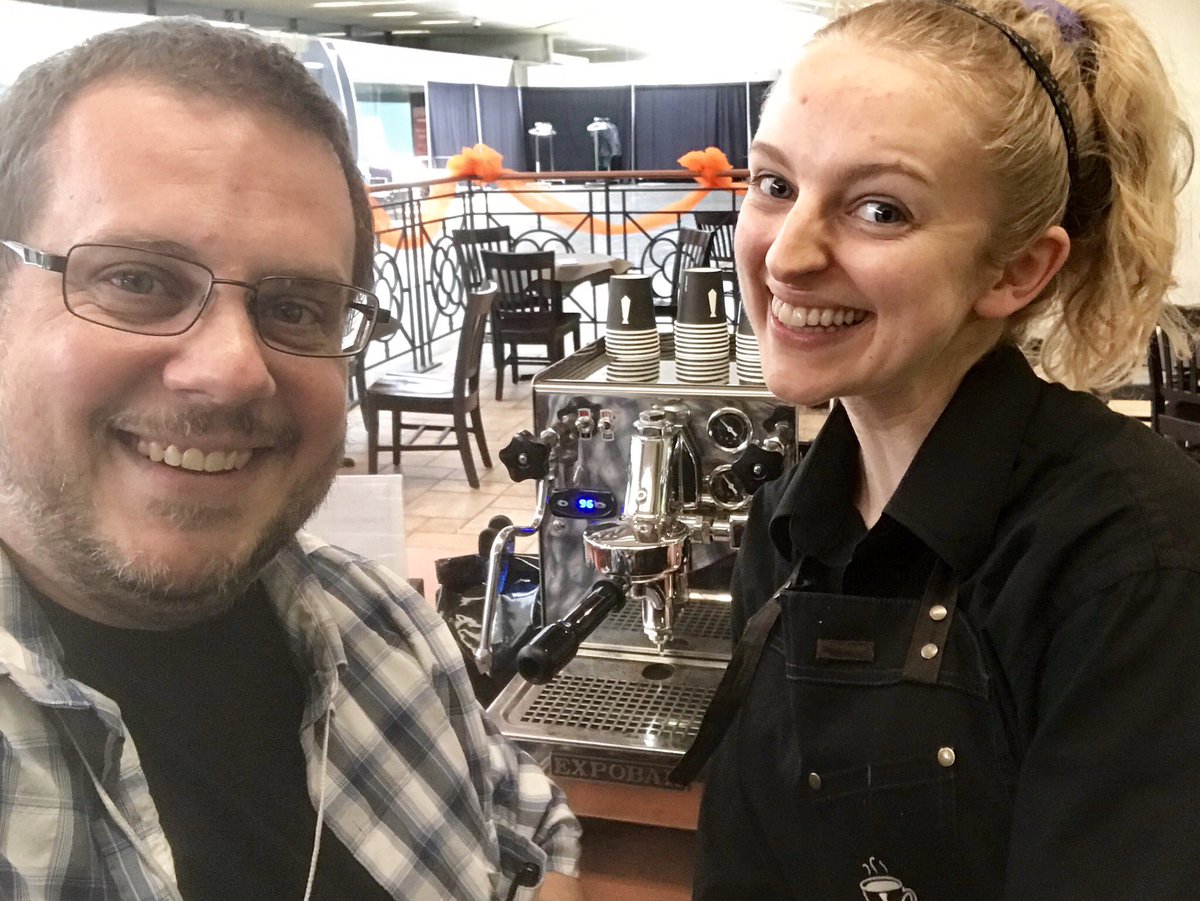 kosciejew's tweet photo. One of the best parts of @sparkconfTO has to be the great coffee from @EspressoBella! #EspressoBella #CoffeeSelfie #SparkTO https://t.co/vyGWwAV5qW