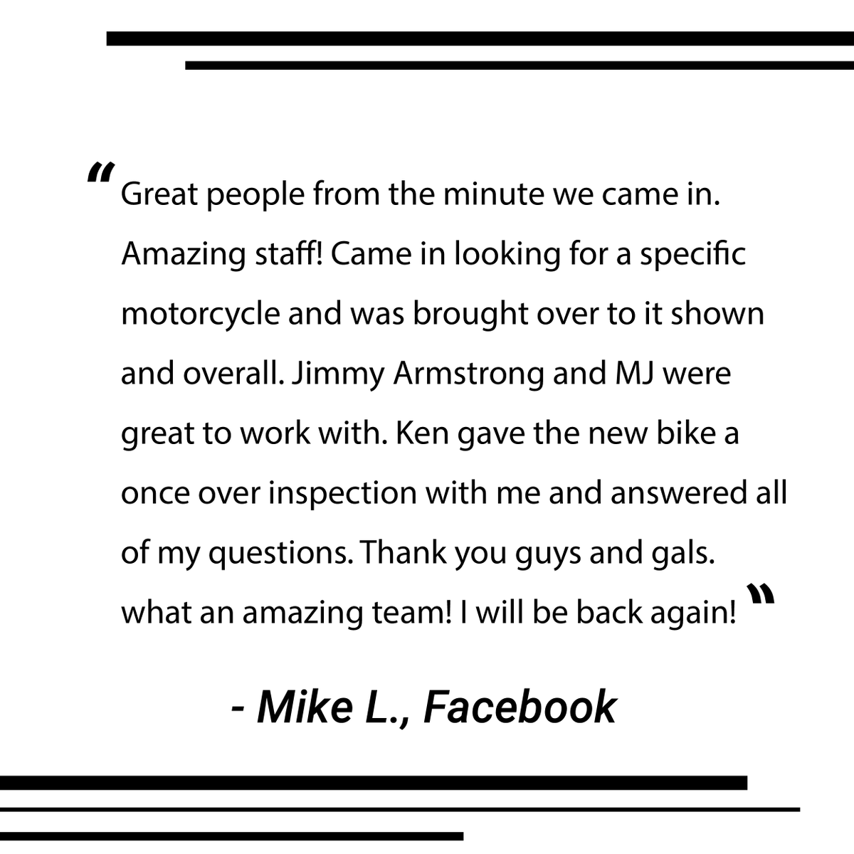 bmotorcycles's tweet photo. Thank you so much for your kind words, Mike! We're so glad to hear that you enjoyed who you worked with and had a great experience overall! 😁#HappyCustomers #BeavertonMotorcycles https://t.co/2xkez3JcnO
