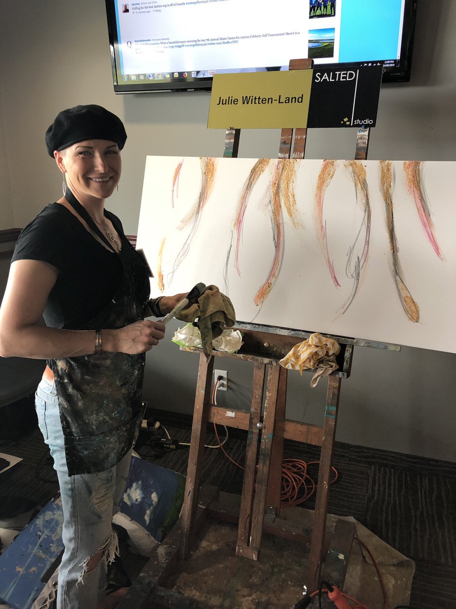 childrensautism's tweet photo. We are so happy to have the very talented Julie Land with @SALTEDstudio as our live painter at our annual golf tournament! #maiergolf2019 https://t.co/T8aw9LHnVU