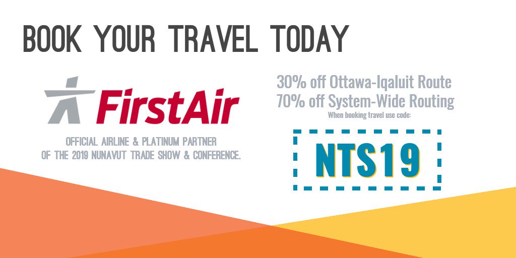 TradeShowNU's tweet photo. We are excited to announce that 
@FirstAir is the Official Airline &amp; Platinum Partner for the 2019 Nunavut Trade Show. They are offering great deals for our delegates so book your travel with First Air today! 

Check out https://t.co/kSjoisbMb1 for more information! https://t.co/eSwTcOCrlK